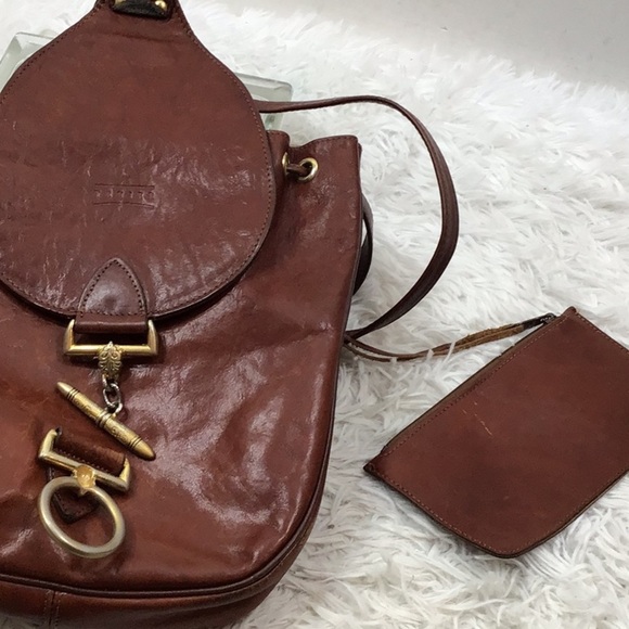 Vintage French Texier leather sling backpack bag main image 5